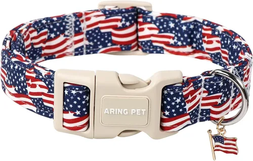 Miniatura 36 de Aring Pet Collar de algodón, ligero y ajustable, con hebilla de liberación rápida para perros pequeños, medianos y grandes, para cachorros, S