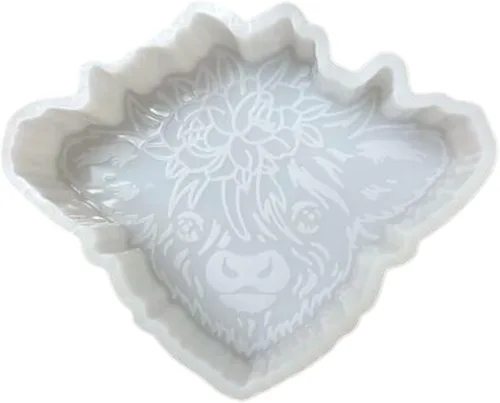 Highland Cow - Molde de silicona Freshie para automóvil de 3.25 x 4 x 1.2 pulgadas, vaca bebé con cuernos peludos de pelo largo, para velas