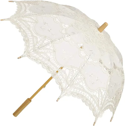 Sombrilla de encaje, bordado de flores vintage, para boda, decoración de boda, disfraz de dama y fiesta