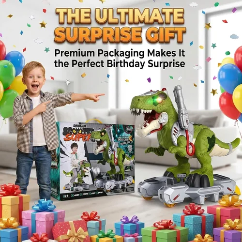 Miniatura 9 de Coches de Dinosaurio Montables para Niños, Juguetes Eléctricos con Música, Luz y Humo, Regalo para Niños de 3 a 5 Años, Patinete para Preescolar