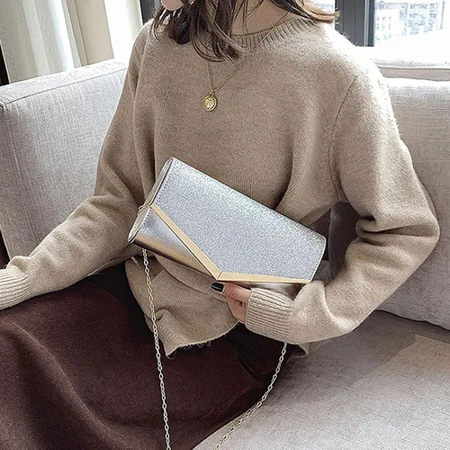 Miniatura 6 de Bolso de mano de noche con purpurina brillante para mujer, bolso de cadena para boda, fiesta de graduación, regalo para mamá, esposa, novia
