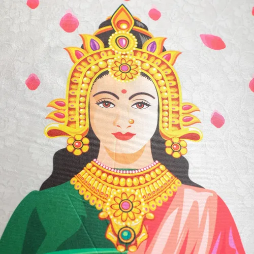 Miniatura 2 de Desi Favors Gran tela de algodón Lakshmi MATA/Ashtalakshmi - Decoración de telón de fondo indio estilo Pooja, regalo para bodas hindúes, festivales
