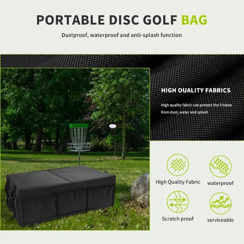 Miniatura 6 de Bolsa de almacenamiento de disco de golf duradera de gran capacidad con divisores y múltiples bolsillos laterales, color negro
