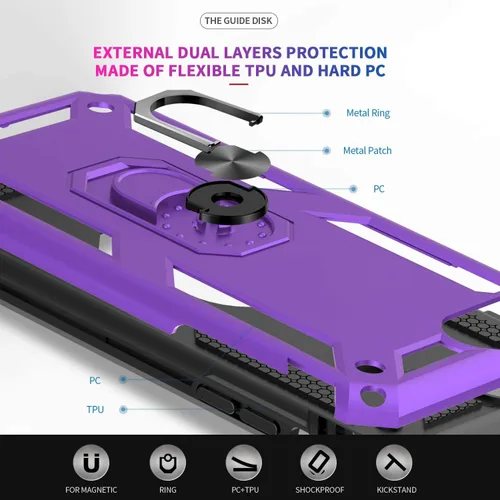 Miniatura 3 de LeYi Funda para iPhone SE con 2 protectores de pantalla de vidrio templado, funda de grado militar con soporte de anillo magnético para iPhone SE