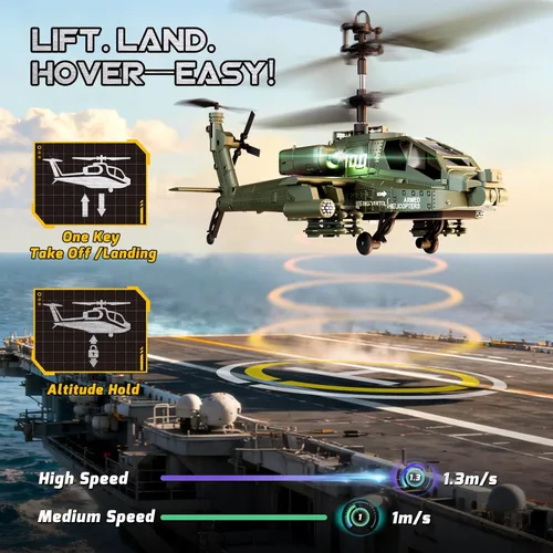 Miniatura 4 de XIKOTEC Helicóptero RC, Juguete de Helicóptero a Control Remoto para Niños, Principiantes y Adultos con Retención de Altitud, Giroscopio y Luz LED