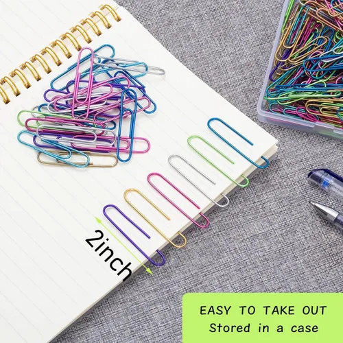 Miniatura 7 de Clips de papel jumbo, 150 clips de papel grandes de 2 pulgadas, clips de colores surtidos para papeleo, oficina, escuela y uso personal