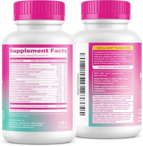 Miniatura 8 de Pink Stork - Postnatal total+ DHA: Vitaminas de apoyo para el posparto y lactancia, nutrientes para la mamá y el bebé, vitaminas prenatales