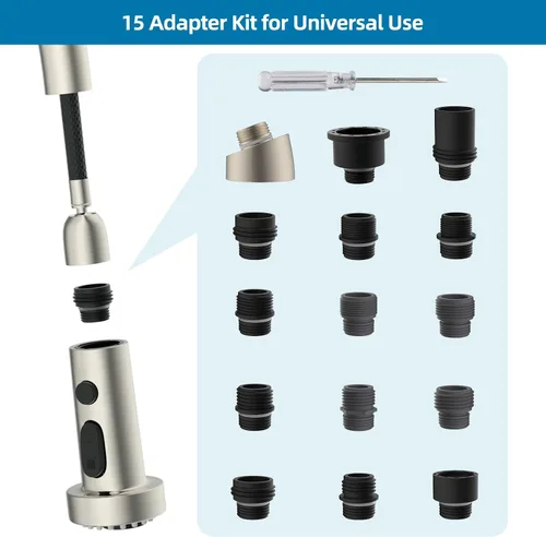 Miniatura 2 de Reemplazo universal de cabezal de grifo de cocina con 15 adaptadores compatible con estándar americano/Kohler/Moen/Delta, cabezal rociador de grifo