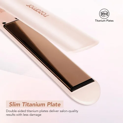 Miniatura 4 de Rozamor Plancha plana de titanio para alisar y rizar de 1 pulgada para alisar y rizar, control de temperatura LCD, calentamiento rápido