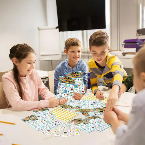 Miniatura 7 de Liliful 35 piezas de bingo de regreso a la escuela, 24 jugadores, tarjetas de bingo para el primer día de escuela, juegos de fiesta para niños
