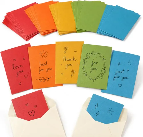 Quotidian Tarjetas de papel perlado italiano vintage con purpurina de 2.36 x 3.54 pulgadas (2.4 x 3.5 in), paquete de 100 unidades, notas de