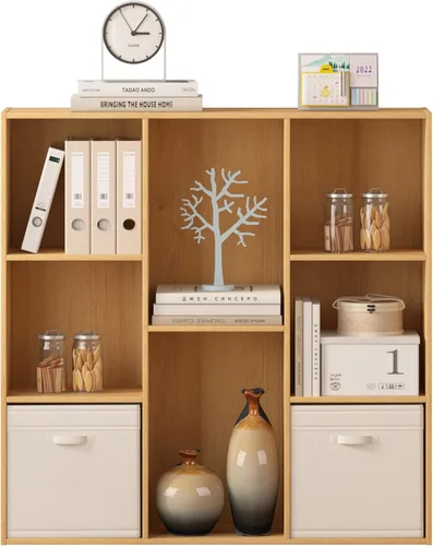 Miniatura 20 de Organizador de almacenamiento de 12 cubos, estantes de madera con panel trasero cerrado, estantería reversible, organizador de armario de cubos