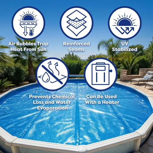 Miniatura 3 de In The Swim Cubierta solar rectangular ultra plateada de 18' x 36' para piscina solar de 16 mil para calefacción solar sobre el suelo piscinas