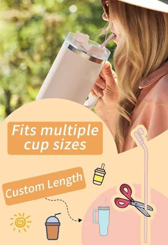 Miniatura 7 de Doboli Popote de Silicona de Repuesto de 13 Pulgadas de Largo con Cubierta para Popote, Compatible con Vaso Stanley Owala de 40 oz 30 oz, Paquete