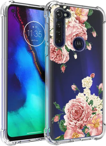 Osophter Funda para Moto G Stylus transparente con esquinas reforzadas, TPU y absorción de golpes, flexible para Motorola Moto G Stylus (flor de