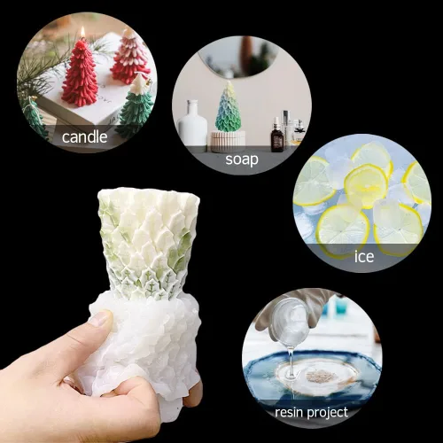 Miniatura 6 de Moldes de vela para hacer velas, 2 moldes de resina de silicona 3D para árbol de Navidad, molde para bricolaje, cera de aromaterapia, vela, jabón, 2