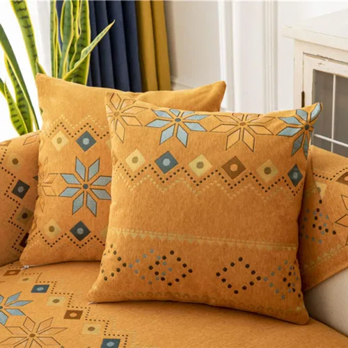 Miniatura 14 de Funda de sofá de chenilla para sofá modular, diseño geométrico bohemio y jacquard antideslizante, protector de muebles para niños, perros y Azul