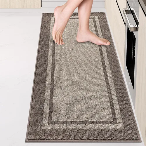 Miniatura 22 de anllugs Alfombras de cocina de 24 x 36 pulgadas, antideslizantes, lavables a máquina, tapetes absorbentes y cómodos para cocina, fregadero, Beige