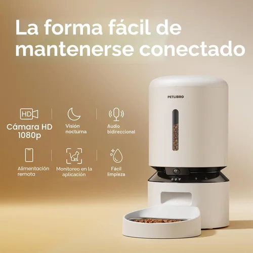 Miniatura 10 de PETLIBRO Comedero automático para gatos con cámara, video HD 1080P con visión nocturna, alimentador WiFi 5G para mascotas con audio de 2 vías, Blanco