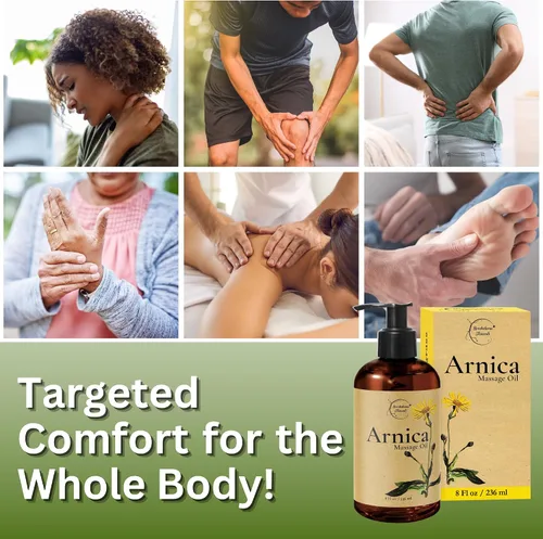 Miniatura 2 de Relief, aceite de arnica para masajes, ideal para deportes y mesajes terapéuticos, 100 % natural, arnica montana para el dolor muscular Contiene