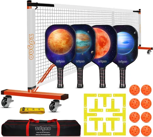 Miniatura 17 de Portable Pickleball Net Set, 22FT Regularion Size Pickle Ball Net with Paddles Set, Outdoor Pickleballs and Carry Bag, Easy Setup for Indoor
