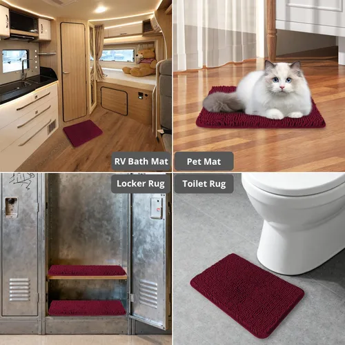 Miniatura 504 de Alfombra de baño pequeña de 12 x 18 pulgadas, lavable y absorbente, antideslizante, alfombra de baño de felpilla gruesa y suave para baño, ducha