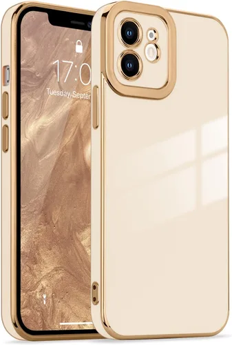 Miniatura 150 de Lafunda Diseñada para iPhone 13 Pro, fundas lujosas con chapado lindo para mujeres y niñas, elegante borde dorado, a prueba de golpes, TPU con funda