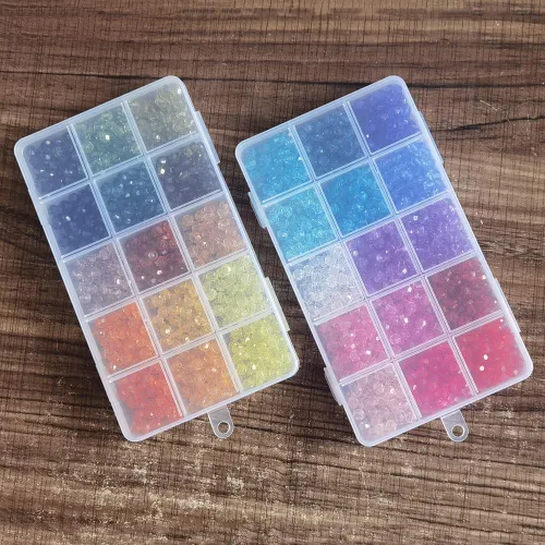 Miniatura 7 de INSPIRELLE 1800 Piezas Cuentas de Acrílico Redondas Facetadas de 6mm - 30 Colores Espaciadores de Plástico para Hacer Joyas y Manualidades