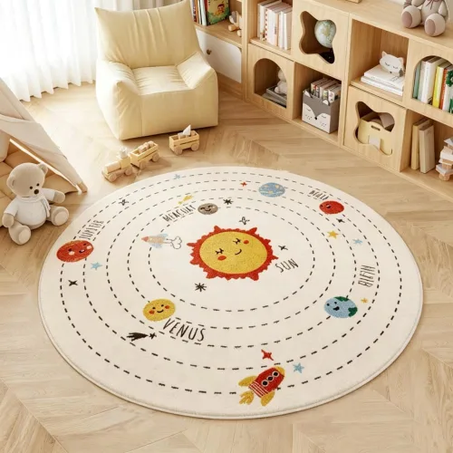 Miniatura 16 de Poowe Alfombra redonda con diseño de arco iris, colorida alfombra bohemia para niños, ultra suave, lavable, alfombra para habitación del cuarto