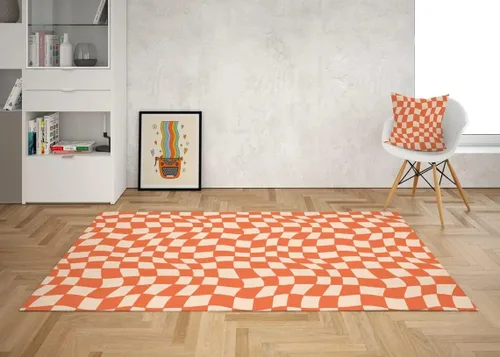 Miniatura 23 de Alfombra ondulada azul única con diseño de cuadros para sala de estar, extra grande, lavable a máquina, alfombra de pasillo de cocina, alfombra