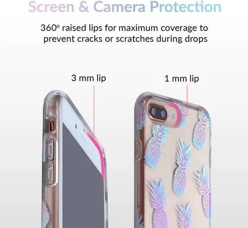 Miniatura 3 de VELVET CAVIAR Compatible con iPhone 7 Plus y iPhone 8 Plus, piña para mujeres y niñas, bonitas fundas protectoras transparentes (piñas holográficas)