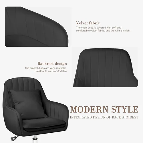 Miniatura 5 de Bonita silla de oficina – Silla de trabajo ajustable, moderna y cómoda, giratoria de 360 grados, respaldo medio, adecuada para oficina en casa