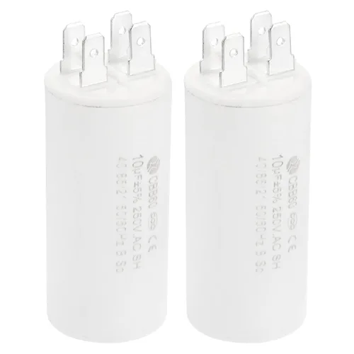 PATIKIL CBB60 10uF Condensador de funcionamiento, 2 piezas CA 250 V 4 pines 50/60 Hz cilindro 1.25 x 2.73 pulgadas para bombas de agua, lavadoras