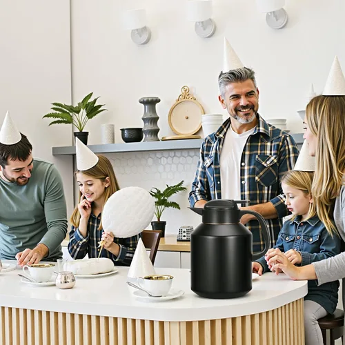 Miniatura 9 de Jarra térmica de café de 70 onzas aislada para mantener el calor y el frío, cafetera térmica de acero inoxidable para café, té, agua para fiestas