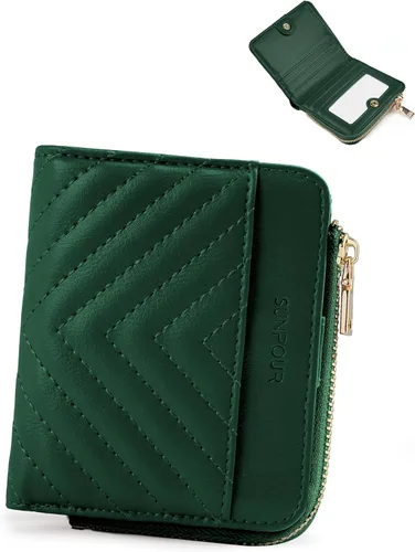 Miniatura 14 de Billeteras pequeñas y plegables para mujer, mini-cartera RFID para mujer, tarjetero delgado con bolsillo con cremallera para monedas y 2 ventanas