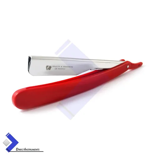 Miniatura 3 de Cuchillo plegable con mango de plástico rojo para hombre con filo recto y 10 cuchillas
