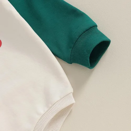 Miniatura 4 de Lamuusaa Traje de Navidad para bebé recién nacida, manga larga, bloque de color, sudadera de gran tamaño, ropa de otoño