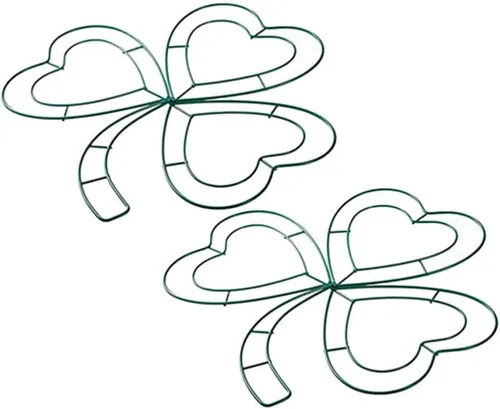 Alipis 2 piezas de corona de alambre del día de San Patricio, marco de corona de metal trébol irlandés, corona de flores de tréboles de la suerte