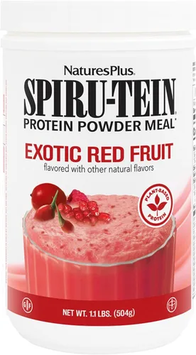 NaturesPlus SPIRU-TEIN, Fruta roja exótica - 1.1 lb - Proteína en polvo a base de plantas - Vitaminas y minerales para energía - Vegetariana, sin