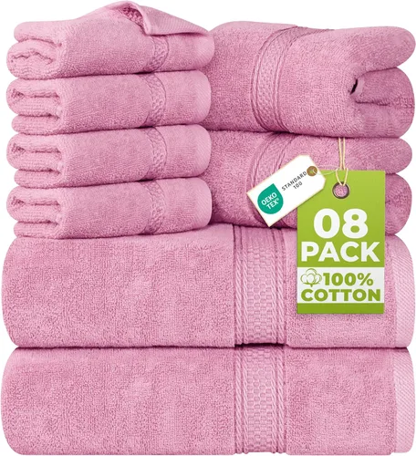 Miniatura 35 de Utopia Towels - Juego de toallas de 8 piezas, 2 toallas de baño, 2 toallas de mano y 4 para la cara, 100% algodón hilado en anillo, 600 GSM, Beige