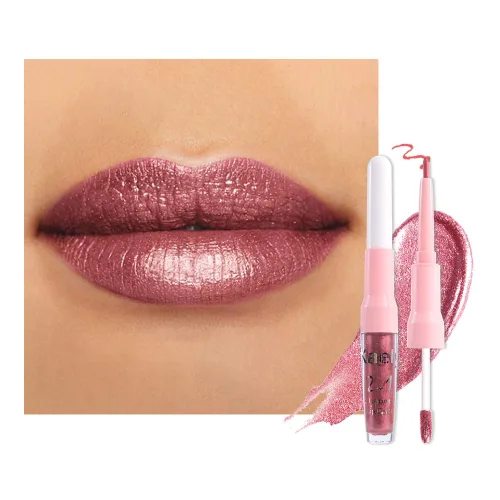 Miniatura 38 de evpct Juego de delineador de labios y lápiz labial metálico rosa claro, para mujeres, de larga duración, impermeable, 24 unidades, color rosa claro