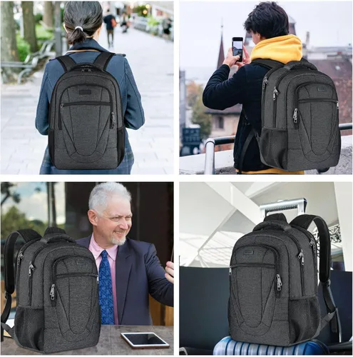 Miniatura 5 de Mochila para portátil de viaje, mochilas escolares extra grandes de 17 pulgadas para niños y niñas adolescentes, mochila negra resistente al agua