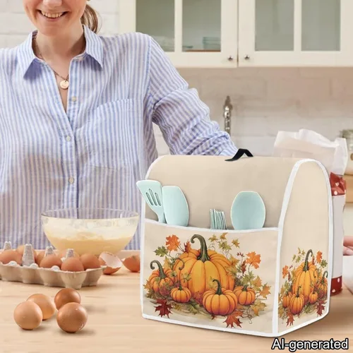 Miniatura 4 de Dreaweet Fall Pumpkin Print Kitchen Mixer Covers for Stand Mixer 4.5-5 qt, Kitchen Aid Accessories and Attachments, Washable
