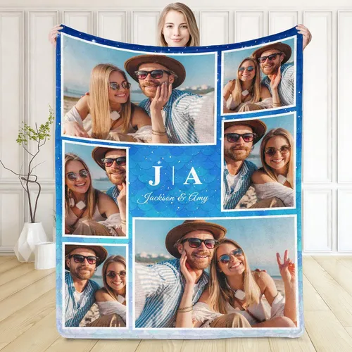 Miniatura 13 de D-Story Manta personalizada con fotos, manta de fotos personalizada con cualquier texto, manta de forro polar personalizada para cama, sofá
