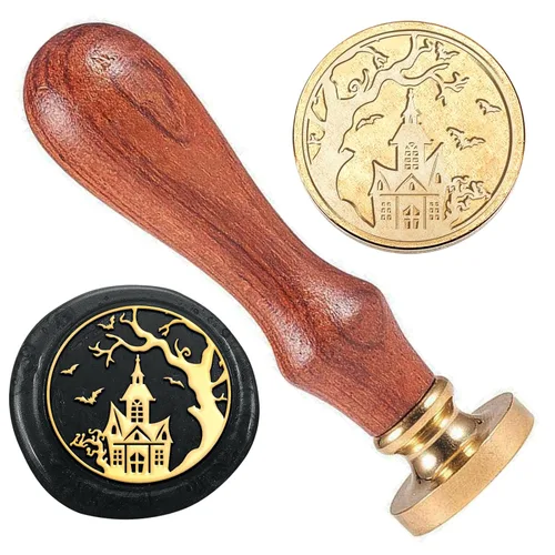 Miniatura 12 de Sello de cera para árbol de Navidad, sello de cabeza de latón de nieve de 1 pulgada con mango de madera, sello de cera de sellado de Navidad