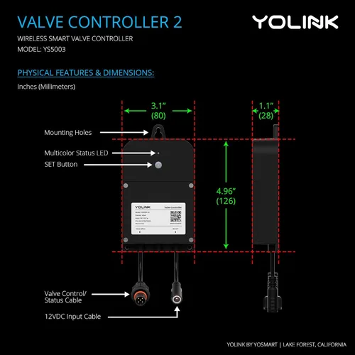 Miniatura 3 de Kit de control de válvula inteligente inalámbrico YoLink, válvula motorizada de acero inoxidable certificada NSF de 1/2", controlador inalámbrico 2