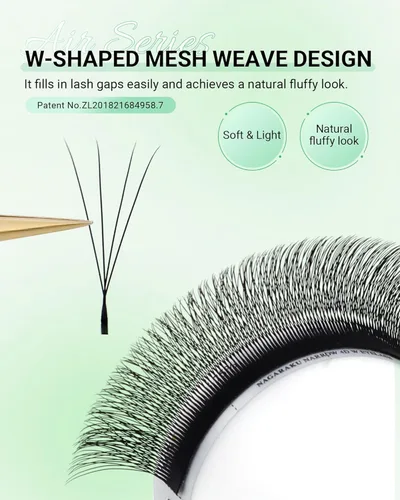Miniatura 23 de NAGARAKU Extensiones de pestañas falsas en forma de W de 4D, suaves y naturales, con volumen, rizado D, 0.07mm, mezcla de 8-15mm, abanico 0.07-D 4D W