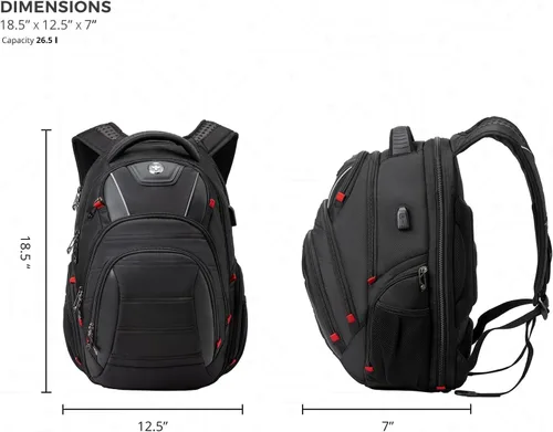 Miniatura 8 de Swissdigital - Mochila de diseño para viaje para hombres, compatible con TSA, con carga USB, protección RFID, mochila de negocios para laptops