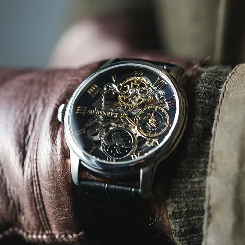 Miniatura 2 de Thomas Earnshaw Reloj automático de esqueleto de doble tiempo para hombre de 1.732 in con pulsera de acero inoxidable sólido ES-8006