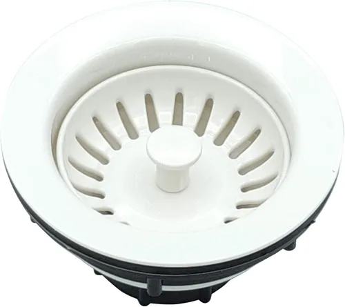 Colador de cesta de 4 pulgadas de plástico ABS para fregadero de cocina con montaje de colador extraíble y tapón de goma, ajuste universal, 3-1/2,
